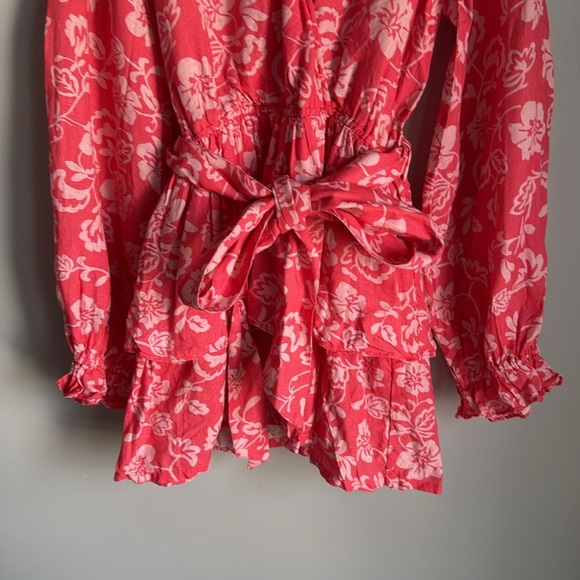 RAMY BROOK Jolie linen Floral Mini Tiered Dress Small - Picture 7 of 16